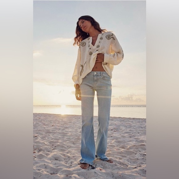 Zara Extra Long Low-Rise Flared Jeans Z1975 - Picture 1 of 5